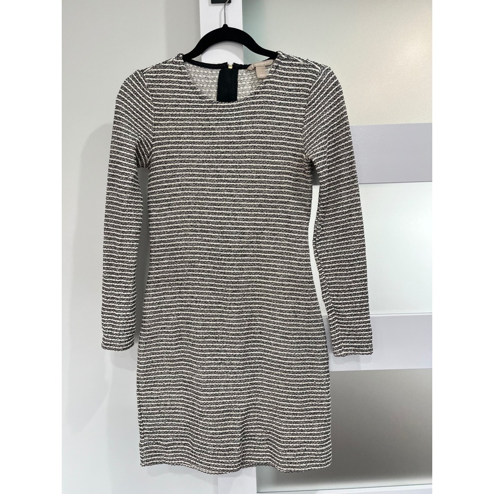Banana Republic Striped Long‎ Sleeve Knit Dress Exposed Back Zip Size 2